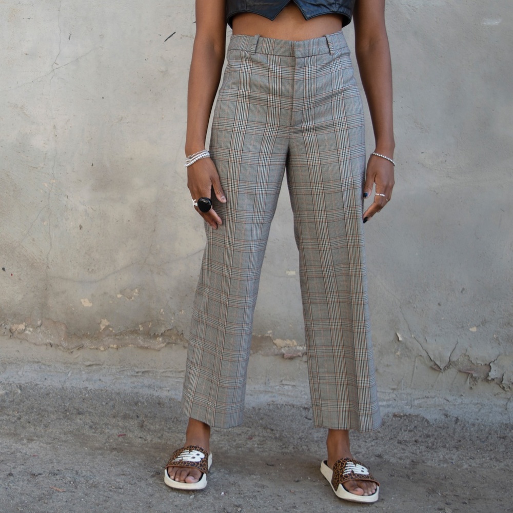 Plaid high waisted trouser
